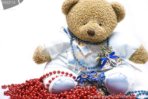 Image of Soft bear with Christmas decorations 