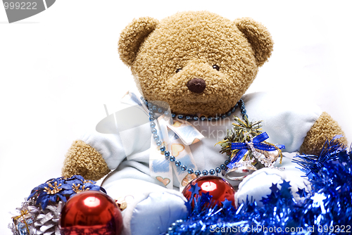 Image of Soft bear with Christmas decorations 