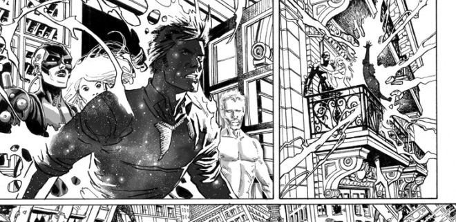 Páginas de SHIELD #3 (2011) en blanco y negro por Dustin Weaver 1 Páginas de SHIELD #3 (2011) en blanco y negro por Dustin Weaver 1