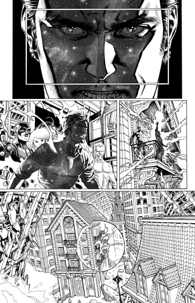 Páginas de SHIELD #3 (2011) en blanco y negro por Dustin Weaver Páginas de SHIELD #3 (2011) en blanco y negro por Dustin Weaver