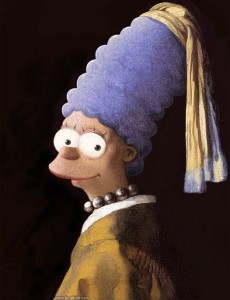 Marge Simpson como La joven de la Perla de Vermeer Marge Simpson como La joven de la Perla de Vermeer