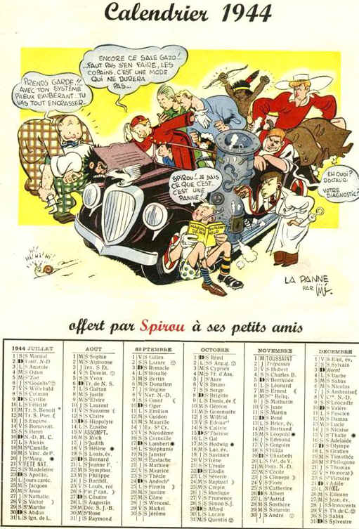 Journal Spirou Calendario 1944