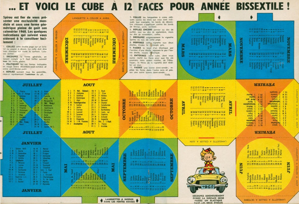 Journal Spirou Calendario 1968 Journal Spirou Calendario 1968