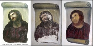 Comparativa Ecce Homo original y restaurado Comparativa Ecce Homo original y restaurado