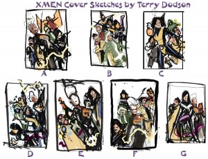 Bocetos portada Xmen 1 - Terry Dodson