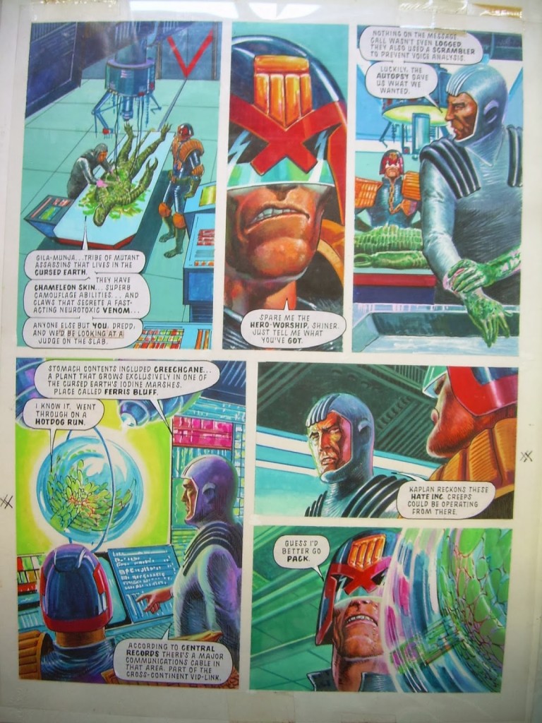 Crónica de la inauguración de "Un siglo de tebeos: Homenaje 2014" en Valencia 5 Página de "Judge Dredd Megaspecial" de Benet