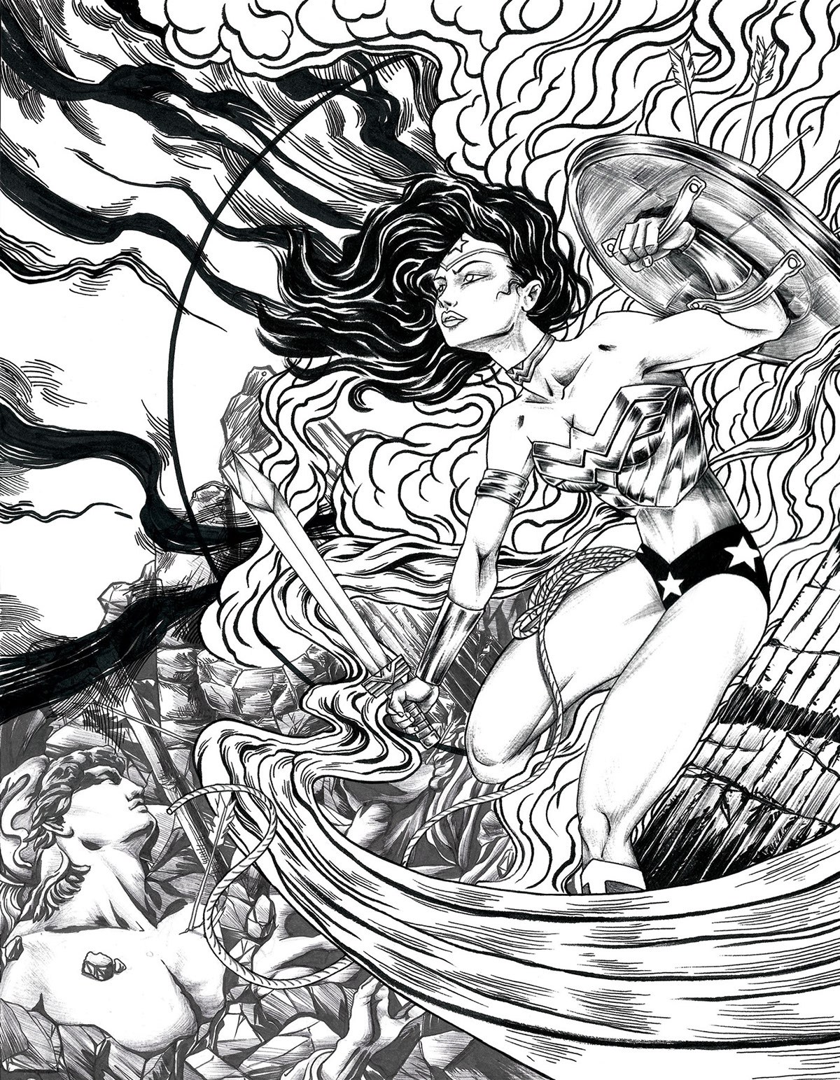 Wonder Woman, por Dom Tsoi 3 Dom Tsoi - Wonder Woman (tinta)