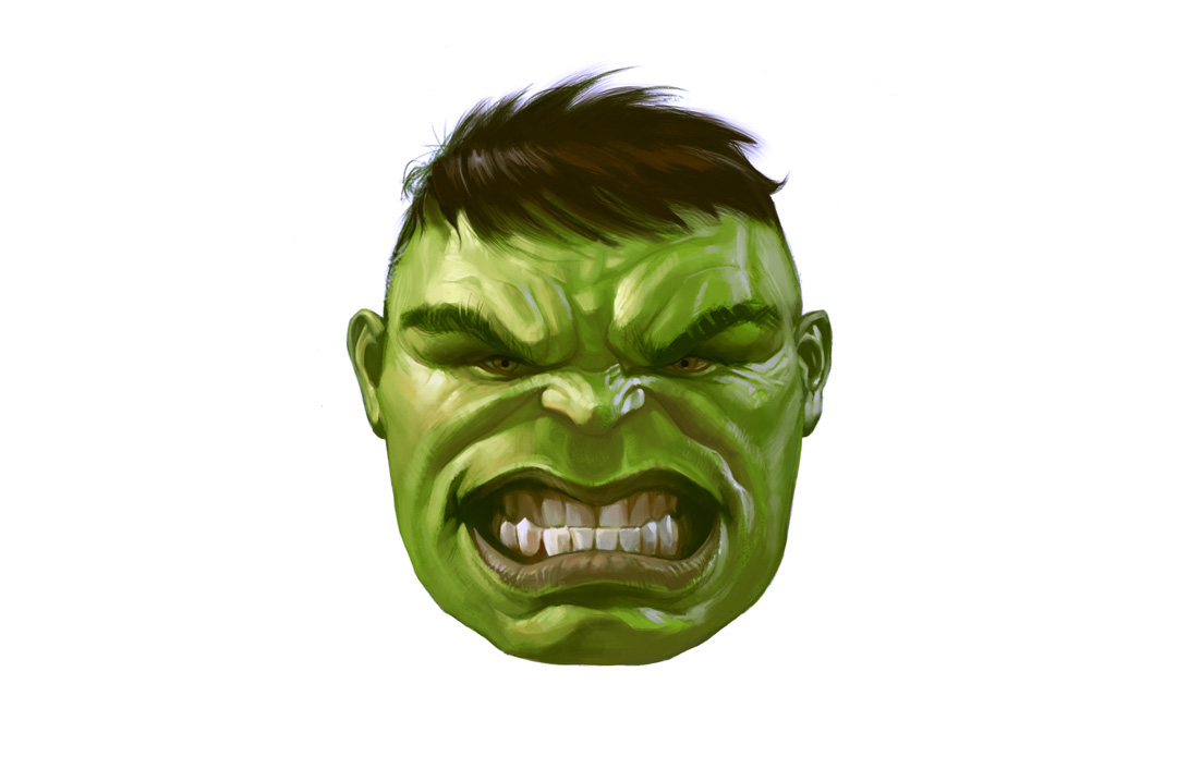 300 rostros de supérheroes dibujados por Alberto Russo 13 Hulk - Alberto Russo