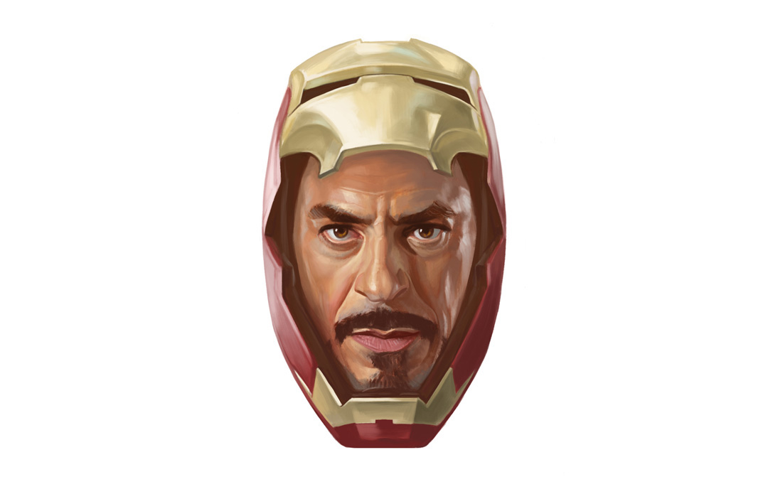 300 rostros de supérheroes dibujados por Alberto Russo 12 Iron Man - Alberto Russo