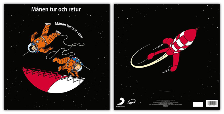 LP con el serial radiofónico Las aventuras de Tintin en la Luna 2 LP Tintin Suecia - portada (2)
