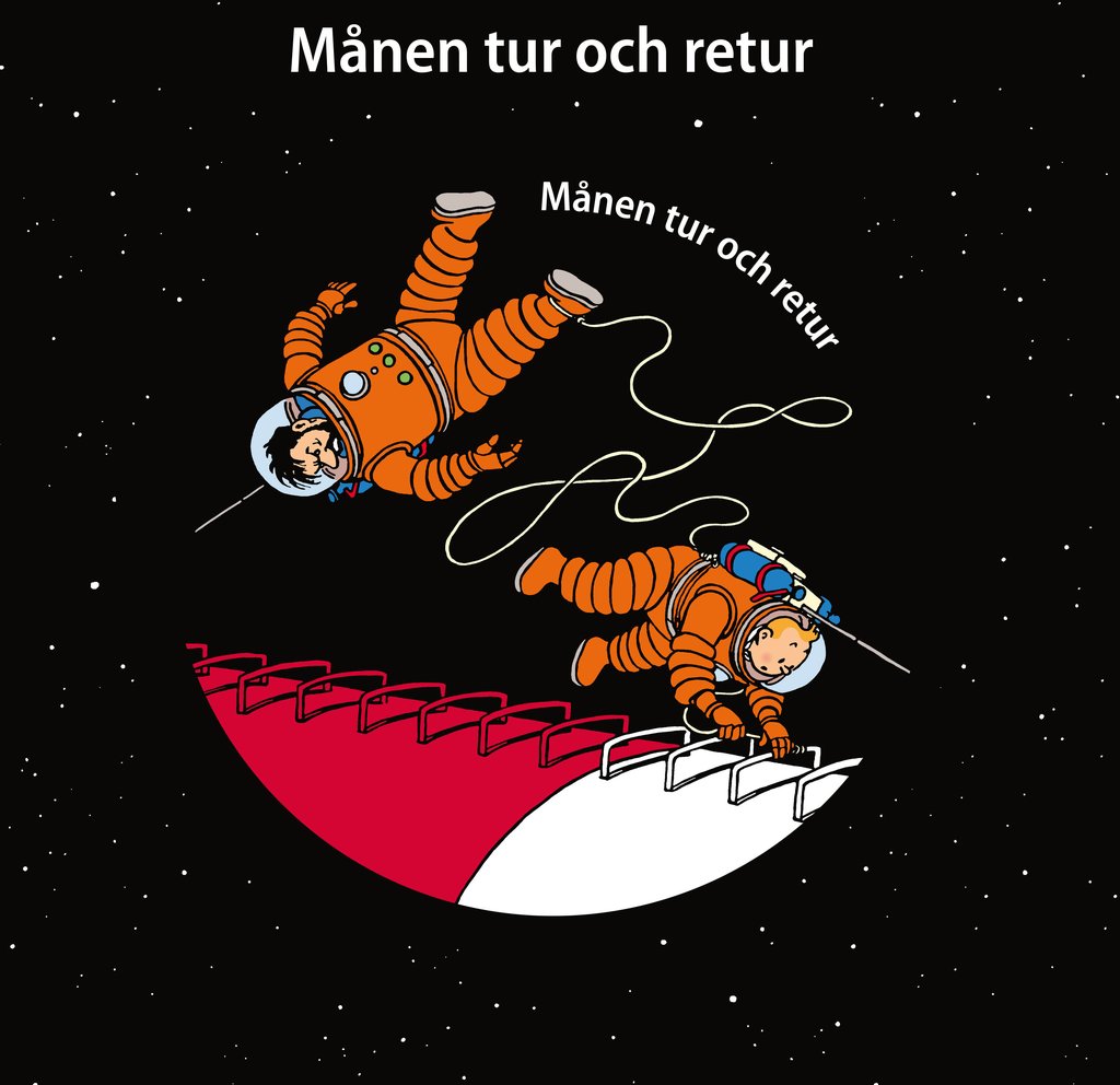 LP con el serial radiofónico Las aventuras de Tintin en la Luna 3 LP Tintin Suecia - portada