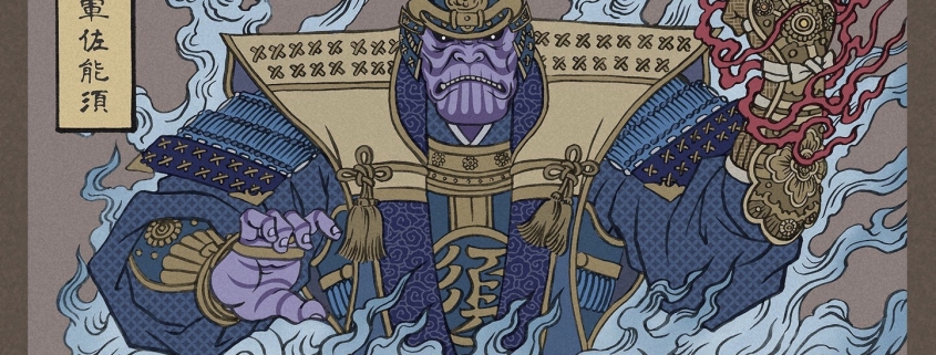 Los Vengadores como grabados japoneses 1 Thanos Ukiyo-e