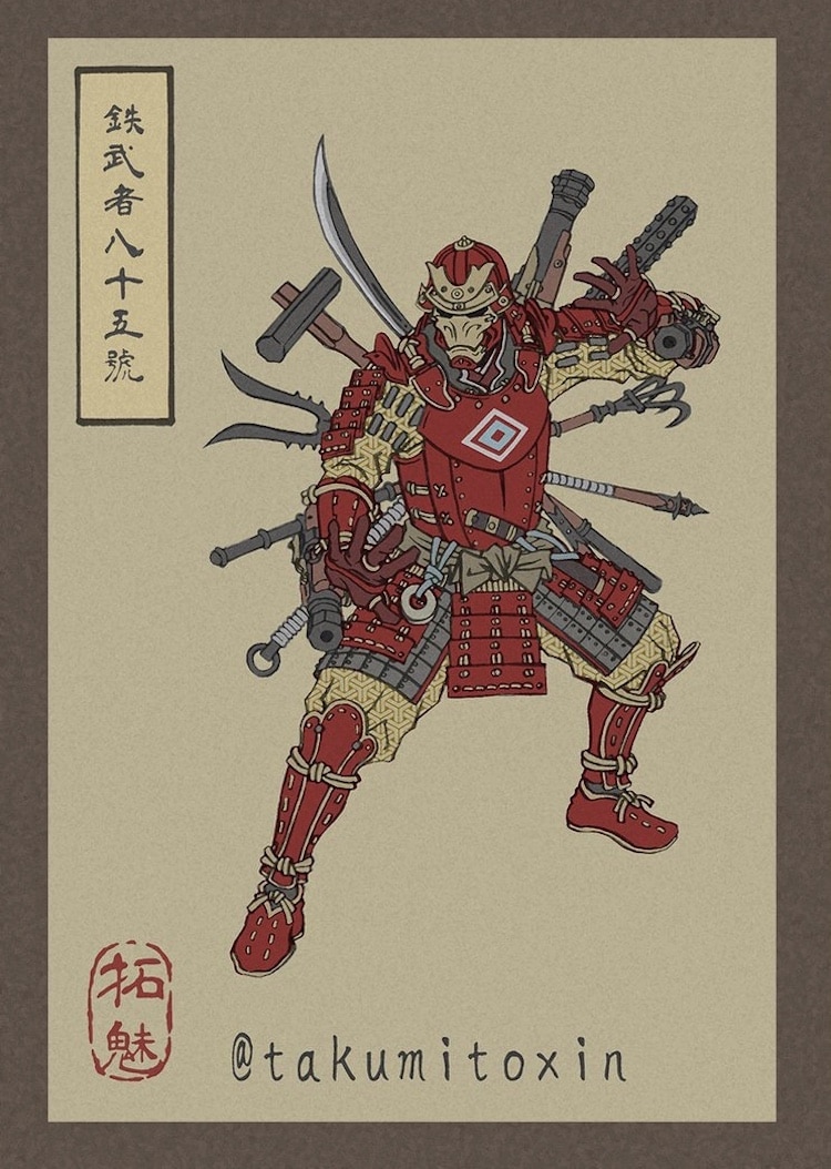 Los Vengadores como grabados japoneses 6 Iron Man Ukiyo-e