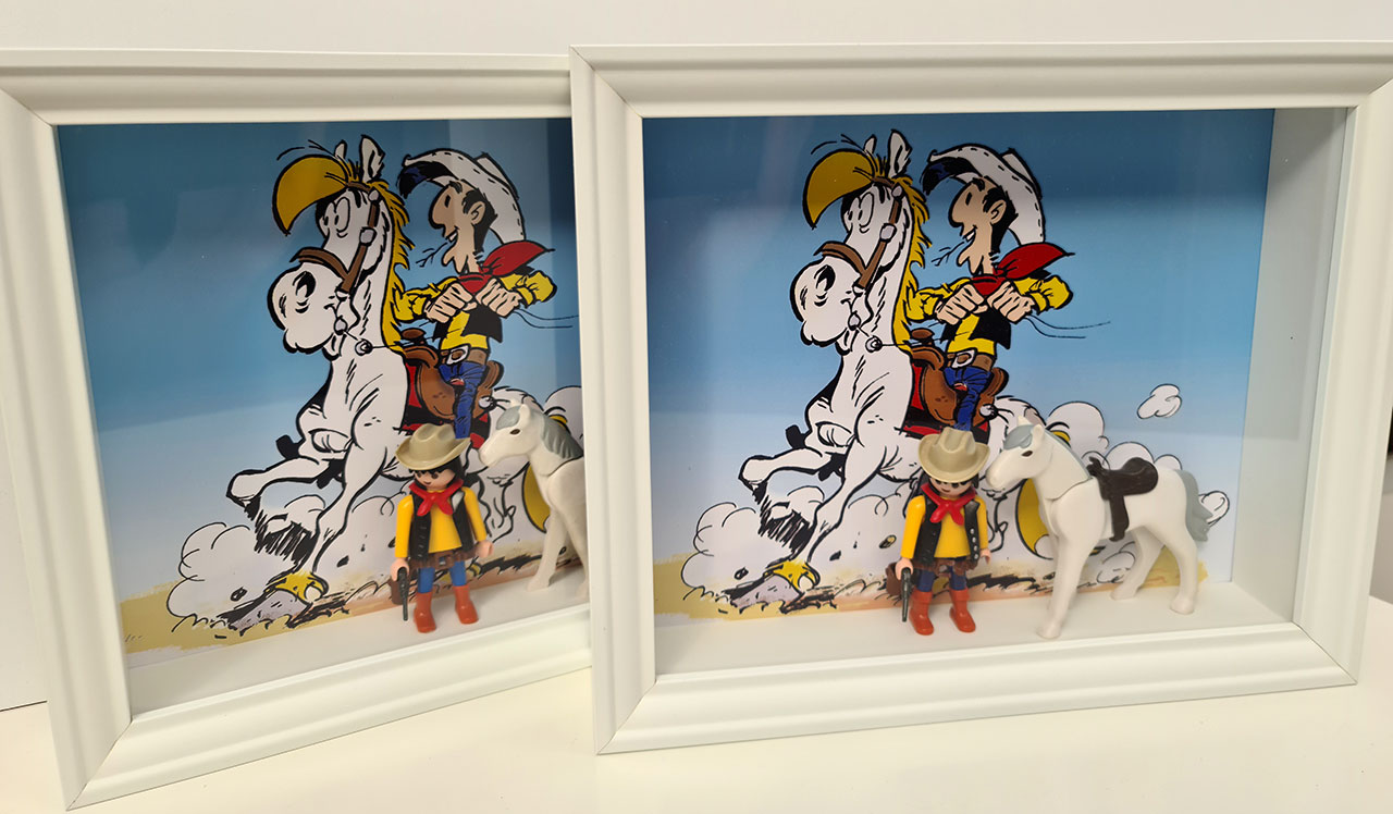 Playmobil Lucky Luke (custom) - Enmarcado para coleccionistas (variante)