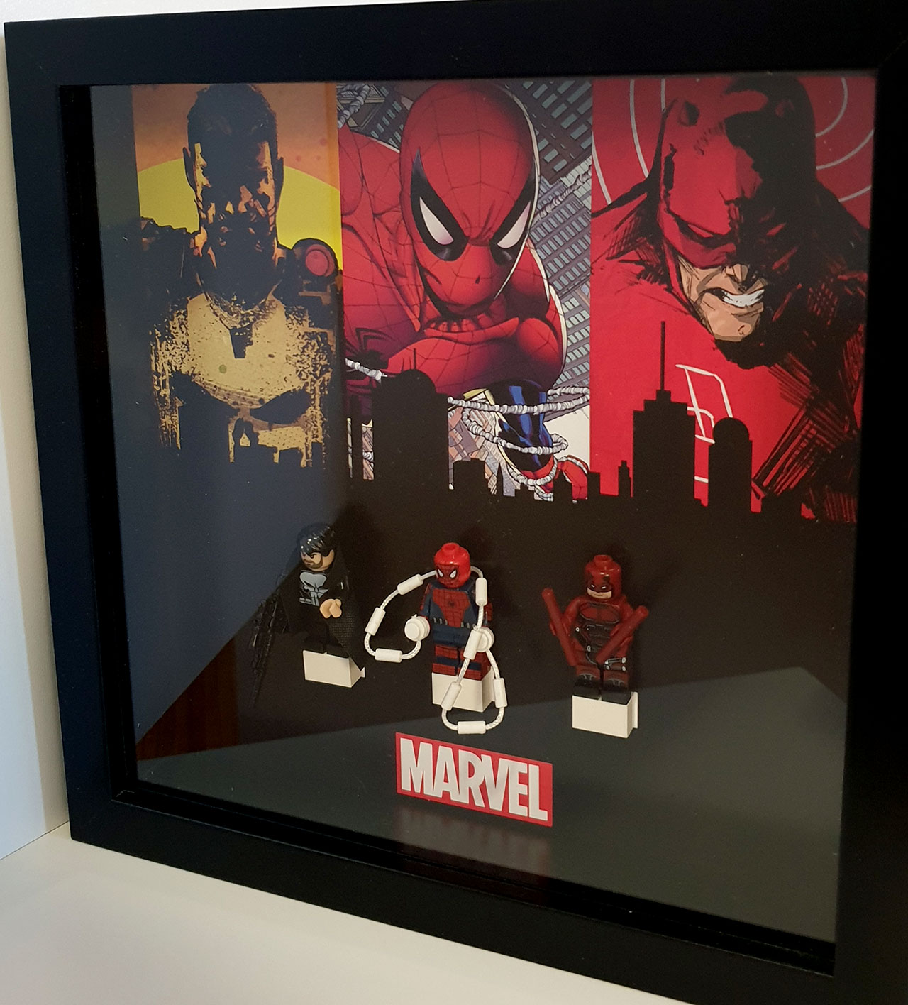 Cuadro de minifiguras Marvel: Spiderman Punisher Daredevil