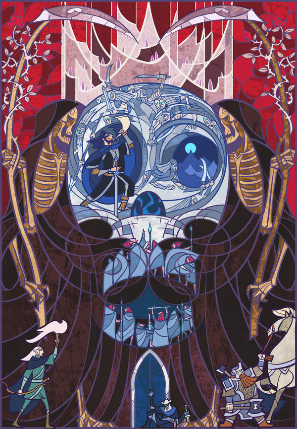 La historia de El Señor de los Anillos a través de Jian Guo 21 20. Aragorn, Legolas y Gimli en el Sendero de los Muertos