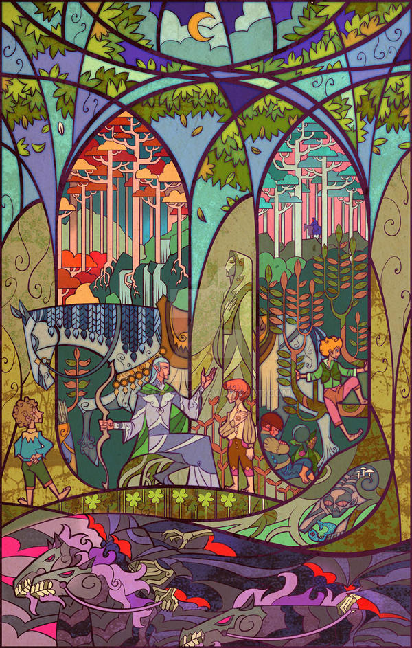 La historia de El Señor de los Anillos a través de Jian Guo 6 5. Los hobbits y Gildor
