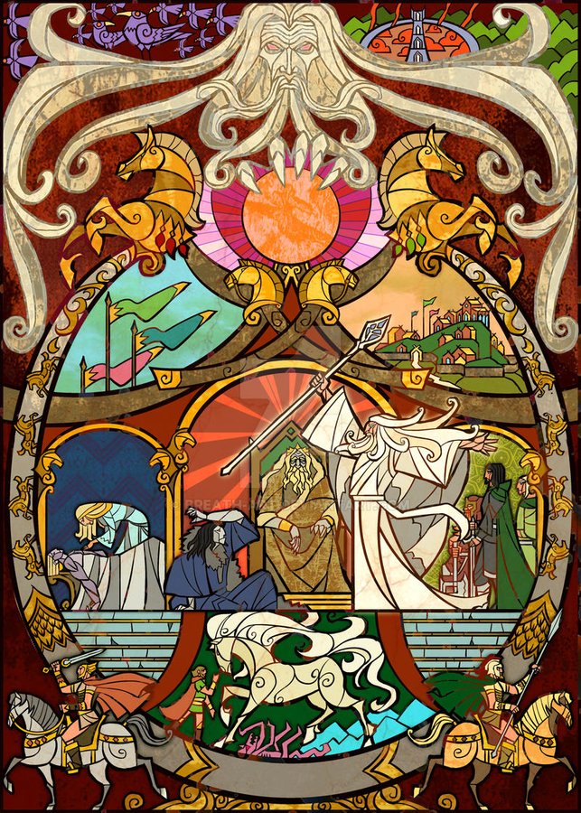 La historia de El Señor de los Anillos a través de Jian Guo 17 16. Gandalf el Blanco libera a Theoden del influjo de Saruman en Edoras