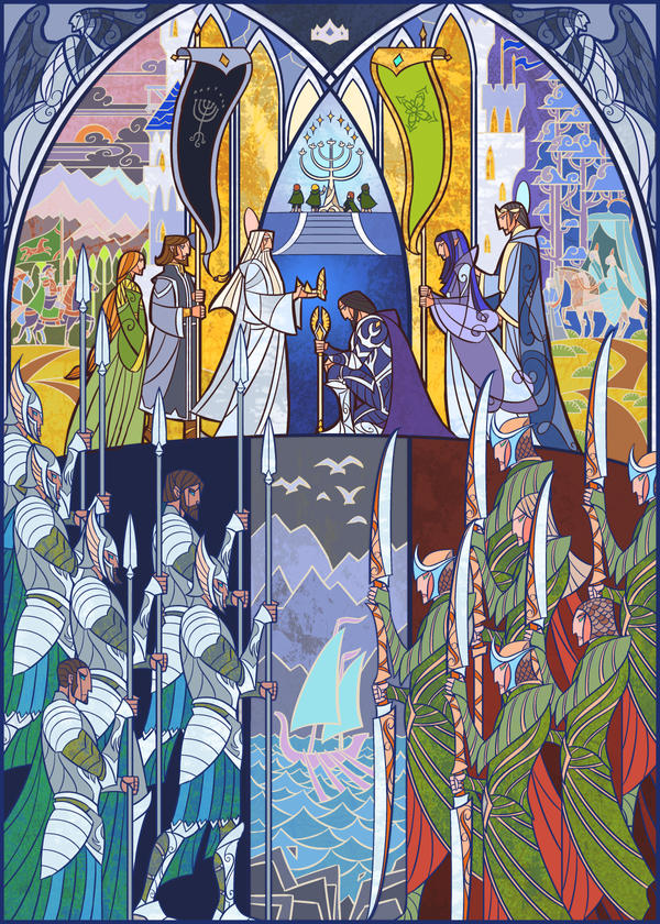 La historia de El Señor de los Anillos a través de Jian Guo 26 25. Aragorn es coronado Rey de Gondor