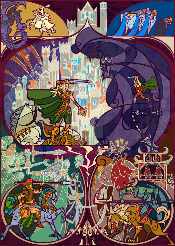 La historia de El Señor de los Anillos a través de Jian Guo 23 22. Batalla de los Campos del Pelennor, Eowyn mata al Rey Brujo de Angmar