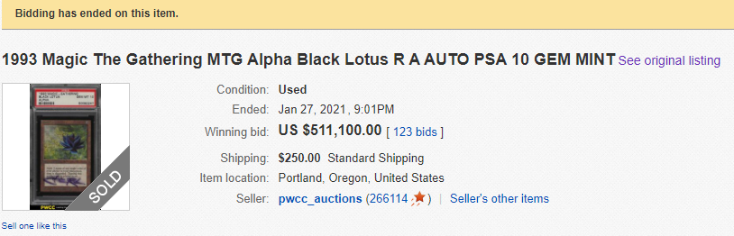 PSA 10 Gem Mint Alpha Black Lotus Sells For More Than $500,000