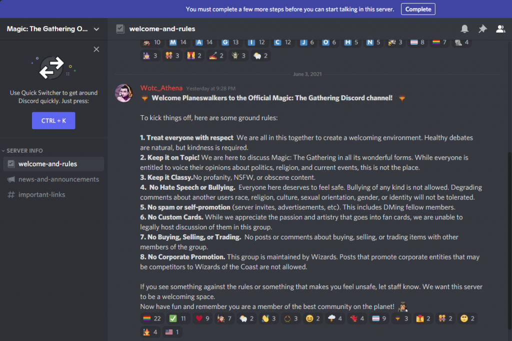 Discord brasileiro de MTG, Discussão de Magic