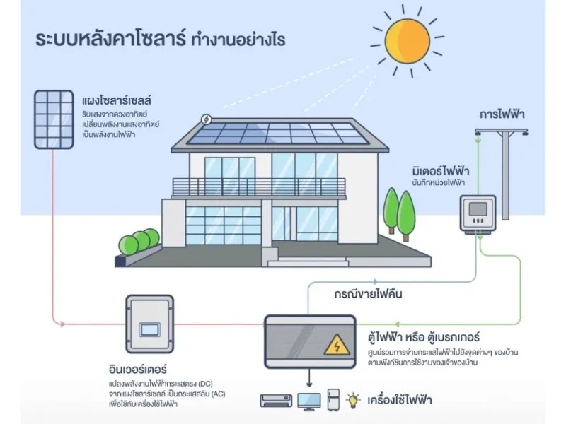 การทำงานของโซลาร์เซลล์ (Solar Cell) ระบบ On grid