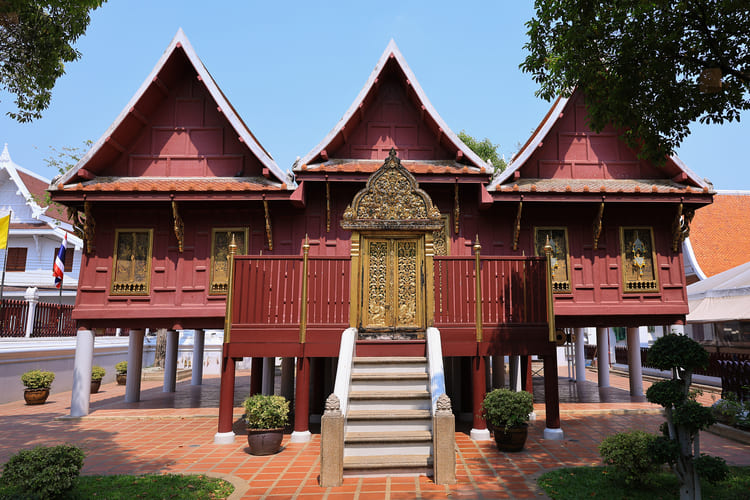หอพระไตรปิฎก วัดระฆังโฆสิตารามวรวิหาร เรือนไทยโบราณ