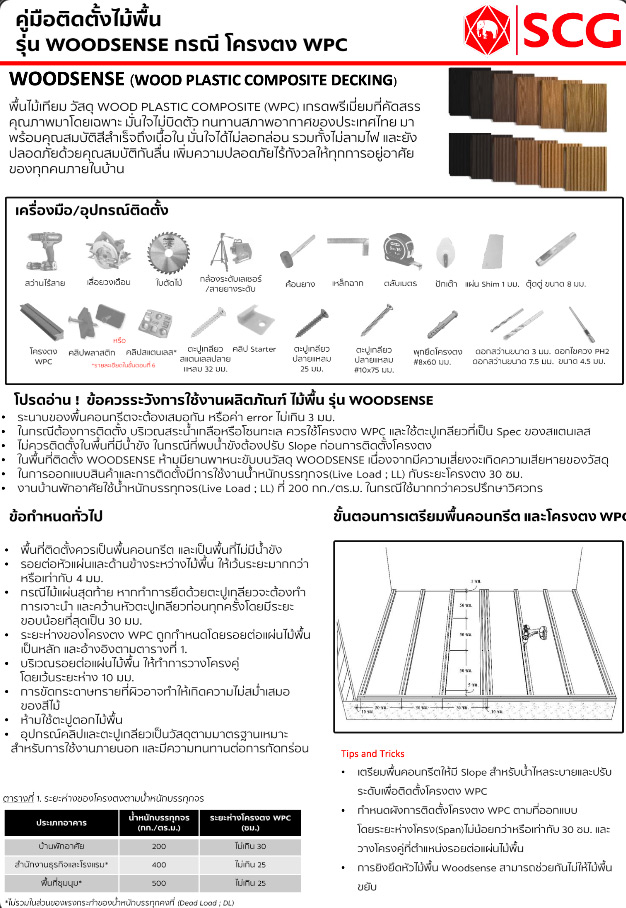 คู่มือติดตั้งไม้พื้น  Woodsense Draft RV11 โครงตง WPC