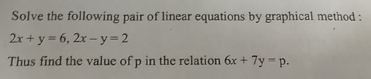 Solve The Following Pair Of Linear Equations By Graphical Me Scholr