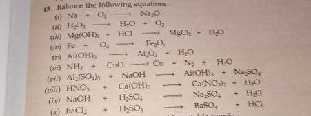 15 Balance The Following Equations 0 Na Oz Naz0 It Scholr