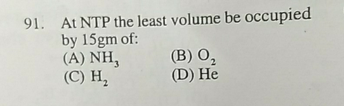 At Ntp The Least Volume Be Occupied By 15gm Of A Nh C H Scholr