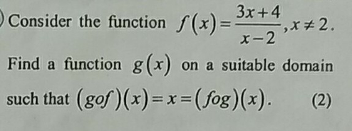 3x 4 Consider The Function X Find A Function G X On A Scholr