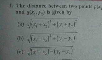 1 The Distance Between Two Points P X And Qx2 Y2 Is Given Scholr