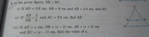 2 In The Given Figure De I If Ad 3 6 Cm Ab 9 C Scholr