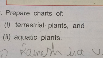 Prepare Charts Of I Terrestrial Plants And Ii Aquatic Scholr