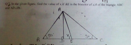 In The Given Figure Lind The Value Of X If Ae Is The Bisect Scholr