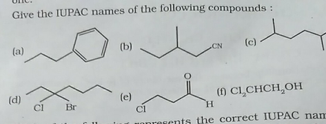 Give The Iupac Names Of The Following Compounds Cn C F Scholr