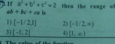 If A 2 B 2 C 2 2 Then The Range Of Ab Ca Is Be Scholr