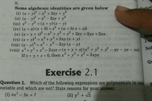 It Some Algebraic Identities Are Given Below Ti I X Y Scholr