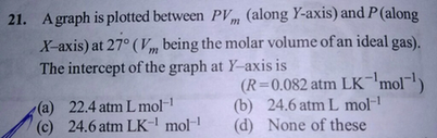 21 A Graph Is Plotted Between Pv Along Y Axis And P Along Scholr