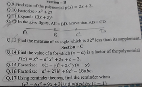 Section B Qs Find Zero Ofthe Polynomial P X Q 10 Factoriz Scholr