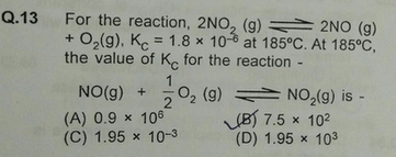 Q 13 For The Reaction 2no2 G O2 G Kc 1 8 X 10 6 At Scholr