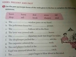 Verbs Present And Past 1 Use The Past Participle Forms Of T Scholr