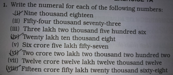 Write The Numeral For Each Of The Following Numbers I Nine Scholr