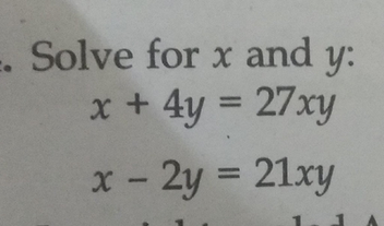 Solve For X And Y X 4y 27xy X 2y 21xy Scholr