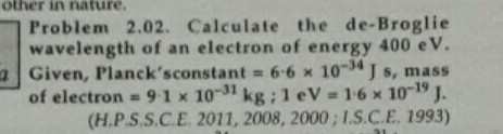 Other In Nature Problem 2 02 Calculate The De Broglie Wave Scholr