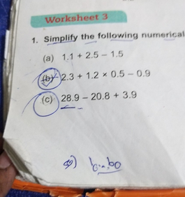 Worksheet 3 Simplify The Following Numerical A 1 1 2 5 1 5 Scholr