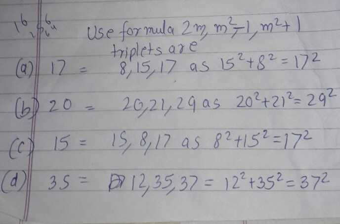 9 Write The Pythagorean Triplets What One Member Is A 17 Scholr