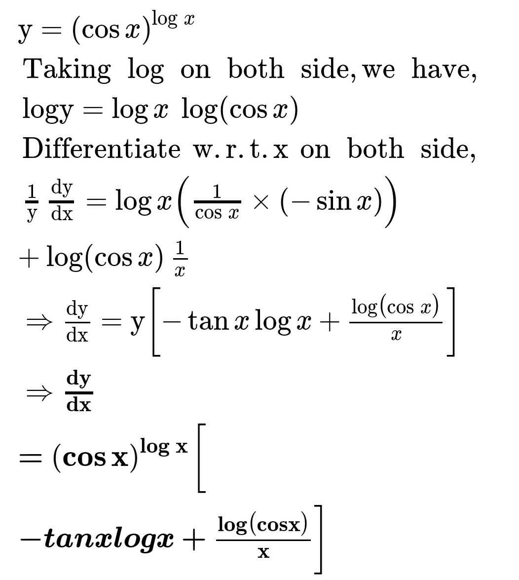 Y Cos X Log X Find Dy Dx Scholr